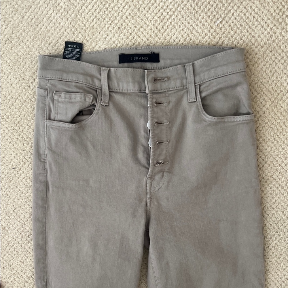 J Brand Beige Button-Fly Pants